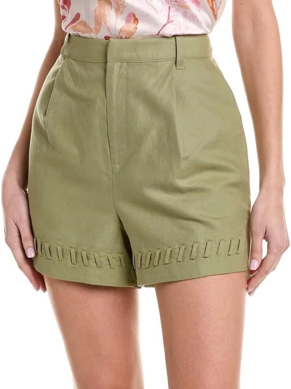 Ted Baker‎ Womens Tailored Shorts Mid Green Haiyzol Whip Stitch Step Hem Size 1